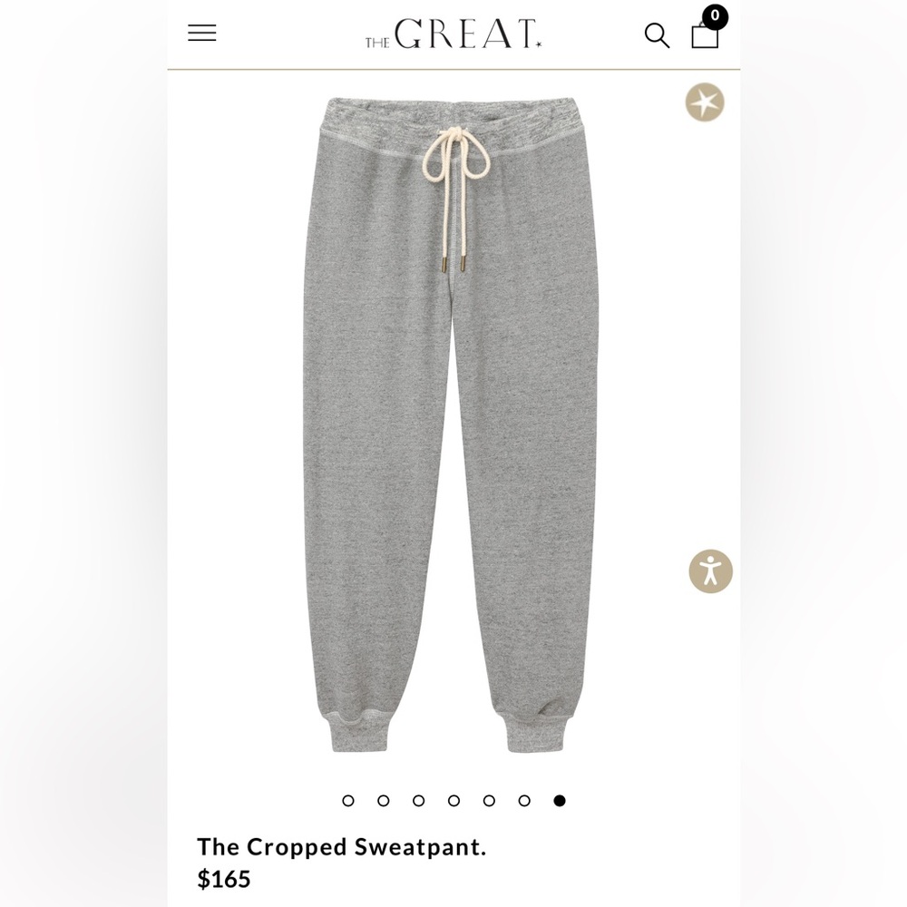 The Great Cropped Sweatpants, Size Medium, light green, NWOT